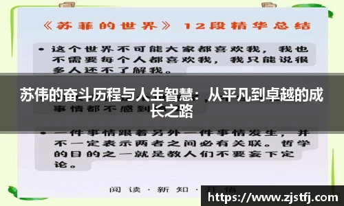 苏伟的奋斗历程与人生智慧：从平凡到卓越的成长之路
